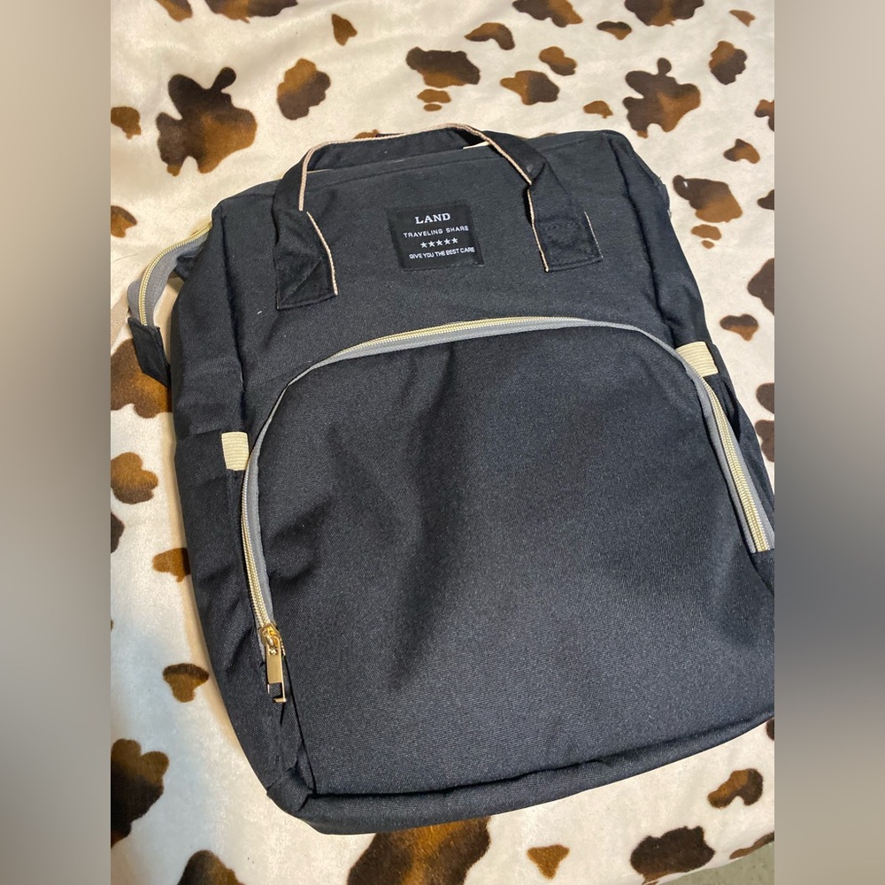 LAND Black Baby Bag with Tan Accents